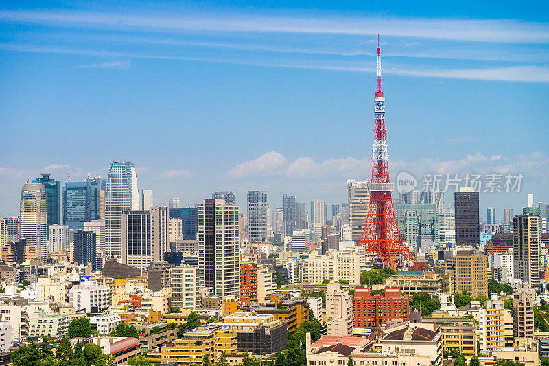 东京城市天际线与东京塔