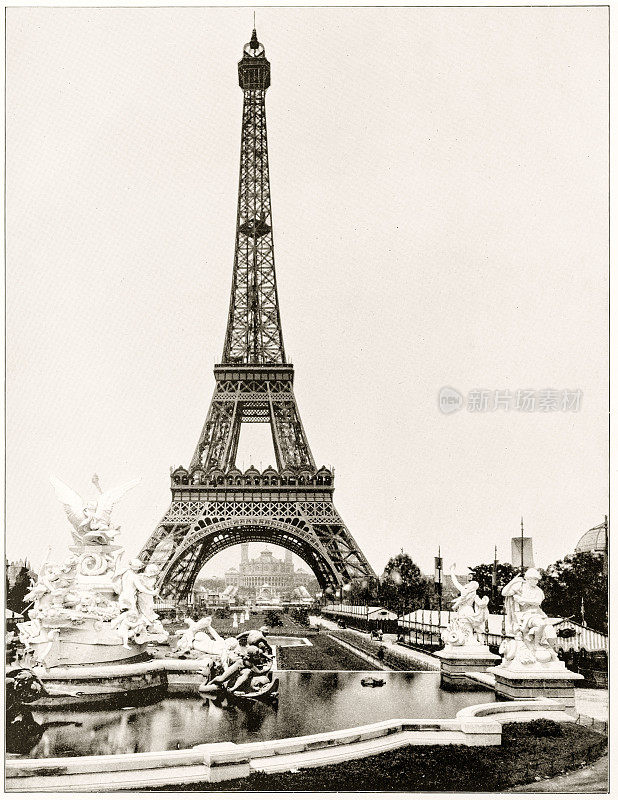 19世纪80年代法国巴黎的埃菲尔铁塔
