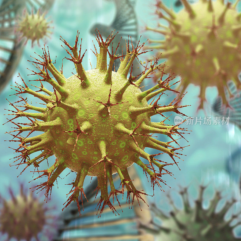 病毒细胞和DNA链