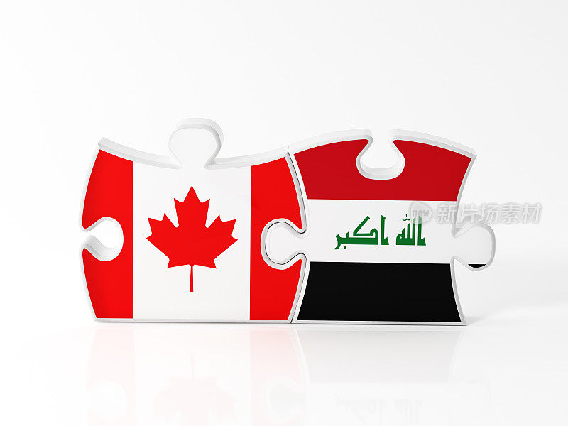 有加拿大和伊拉克国旗纹理的拼图