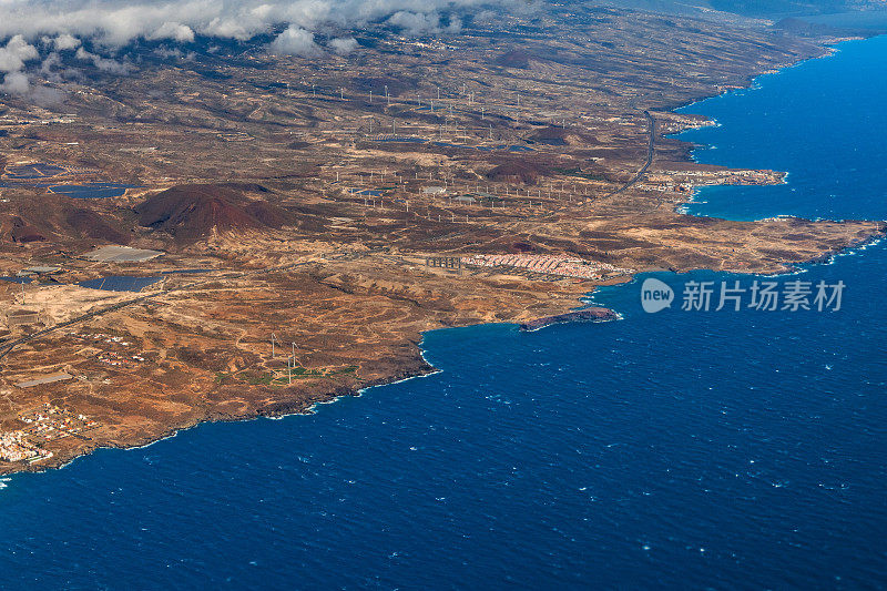 特内里费岛和泰德火山下的海岸，鸟瞰图，西班牙