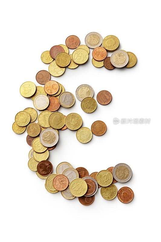 货币:孤立在白色背景上的欧元硬币