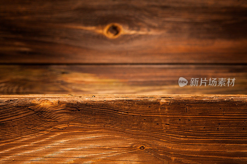 背景中的旧的毁坏的木头和失去焦点的木头