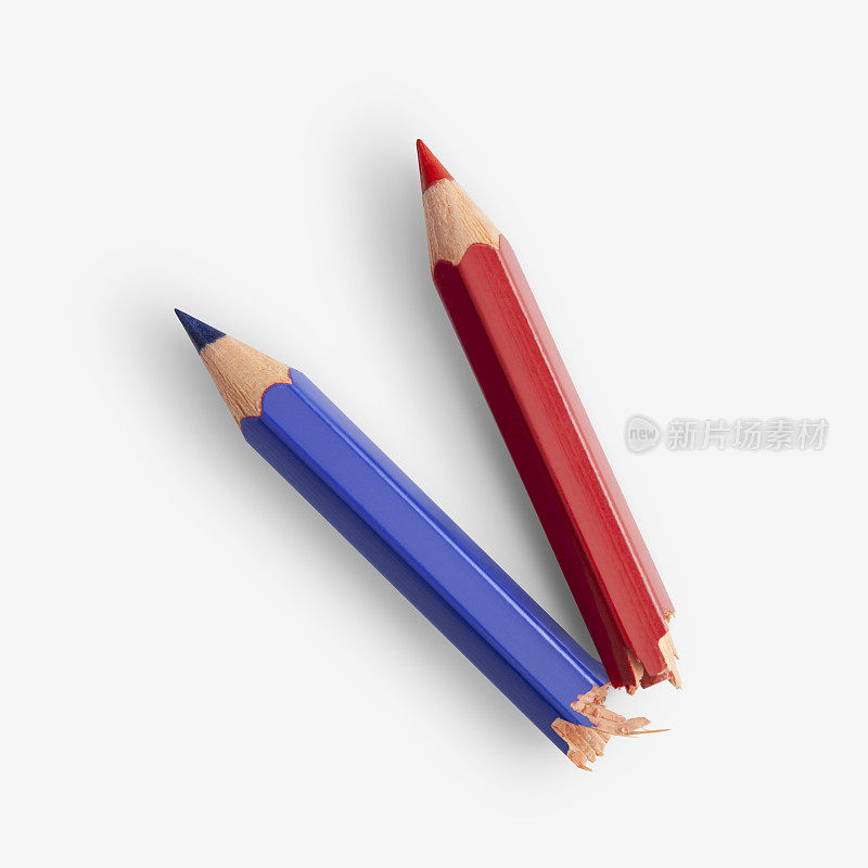 断了的红蓝铅笔