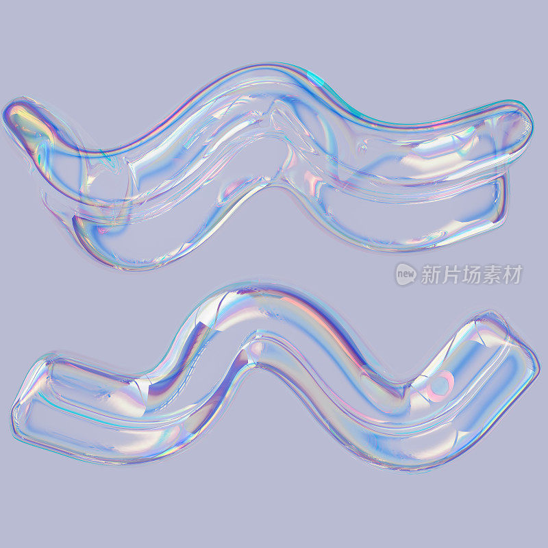 彩色3d流体形状全息梯度，几何艺术海报模板，分散效果玻璃3d渲染