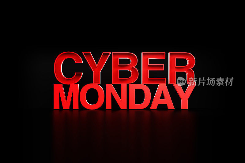 网络星期一概念-红色字母书写网络星期一在黑色背景