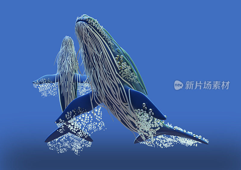 风格化的梦幻鲸鱼3D渲染