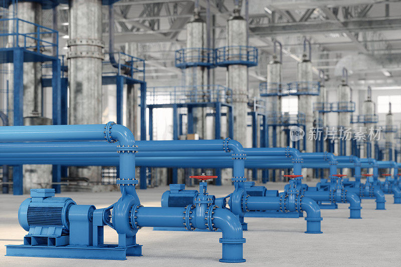 工厂用水泵、管道和高压泵发动机