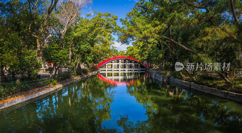 大阪木红的声桥鼓桥俯瞰日本运河全景
