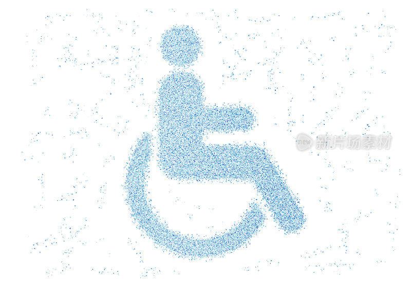 由蓝色小点组成的轮椅图标