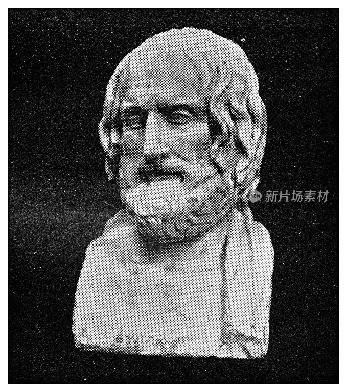 古典肖像图集-希腊语:欧里庇得斯雕像
