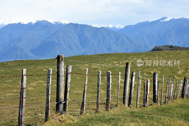 新西兰，乡村篱笆和景观