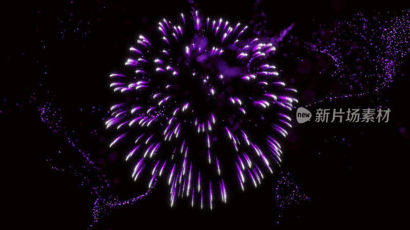 紫色的烟花和粒子抽象的背景。