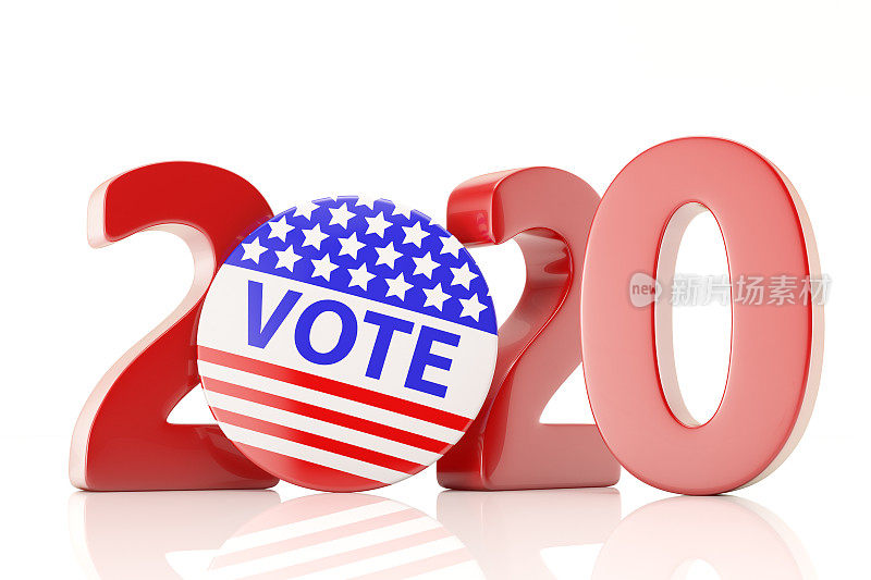 投票选举徽章按钮与2020