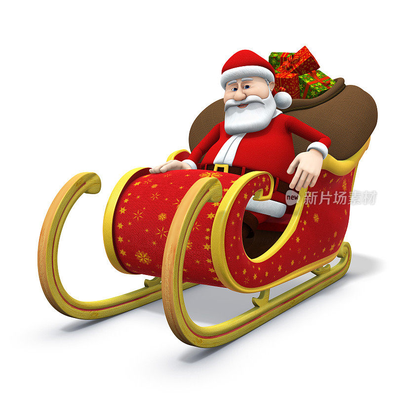 圣诞老人坐在他的雪橇上