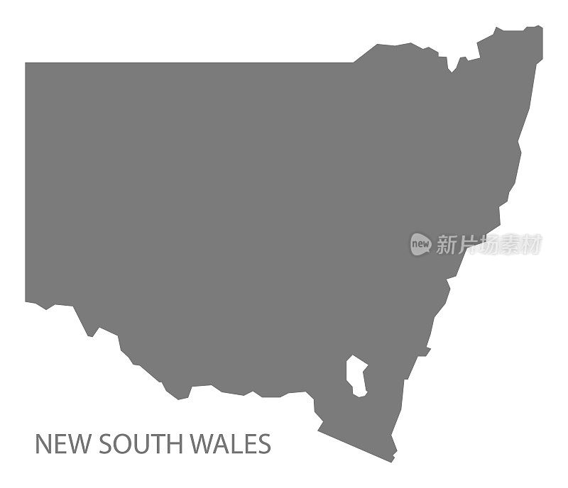 新南威尔士澳大利亚地图灰色
