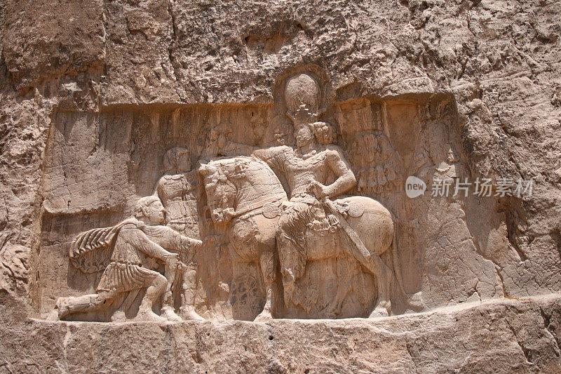 波斯马和骑士雕刻古代伊朗