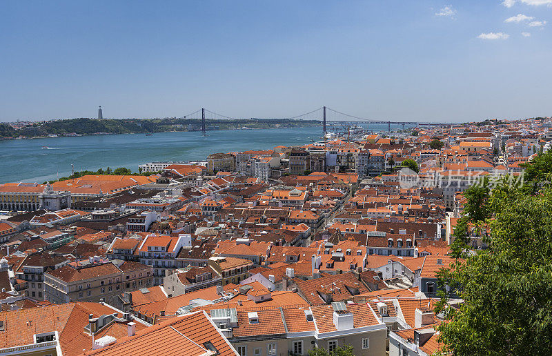 葡萄牙里斯本城市景观从卡斯特罗São豪尔赫的观点