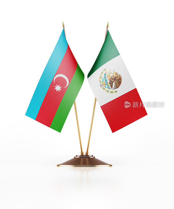 阿塞拜疆和墨西哥的微型国旗