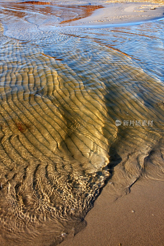 海滩和波纹的水