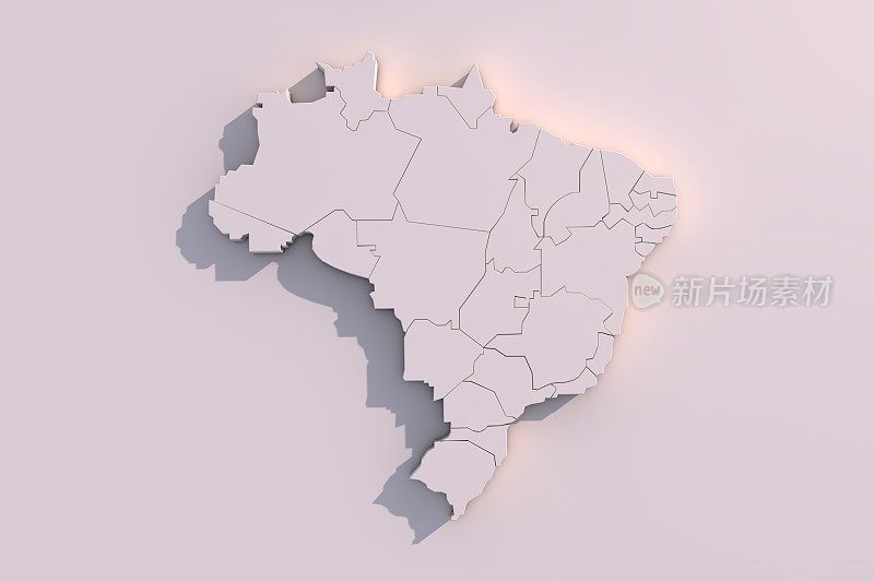 巴西3D地图与地区