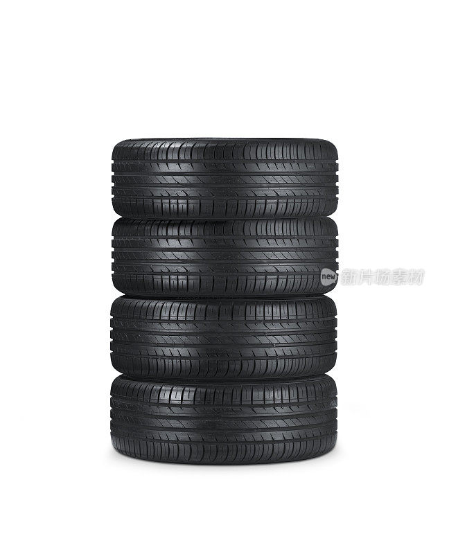 四个黑色汽车轮胎叠在一起
