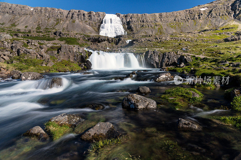 Dynjandi瀑布广角-冰岛