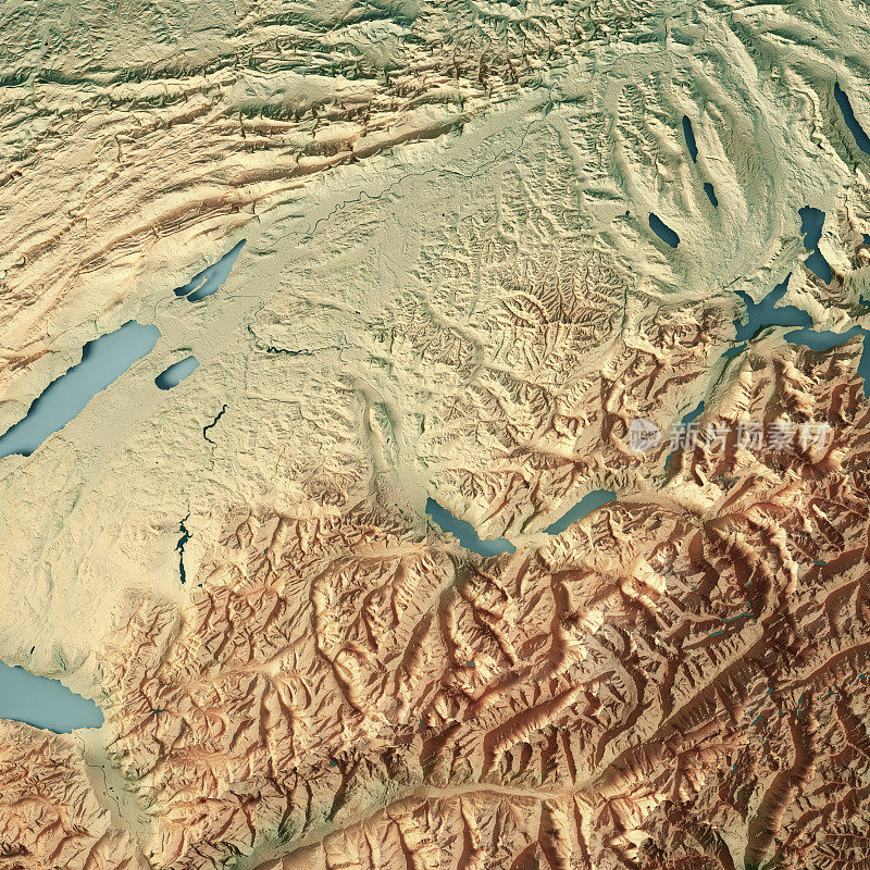 伯尔尼广州瑞士3D渲染地形图