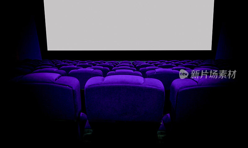 空电影电影院，没有人，紫颜色