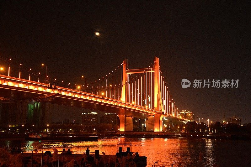 浙江省宁波市青峰吊桥夜景