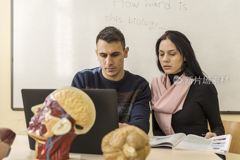 学生们在学校的解剖时间。