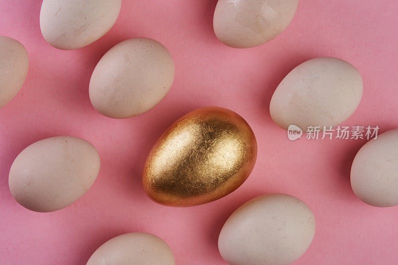 被白蛋包围的金蛋在人群中脱颖而出。