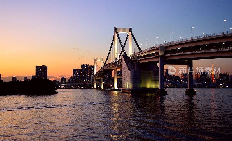 从东京台场可以看到彩虹桥的风景