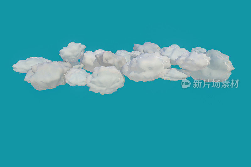 蓝色背景云的3d渲染