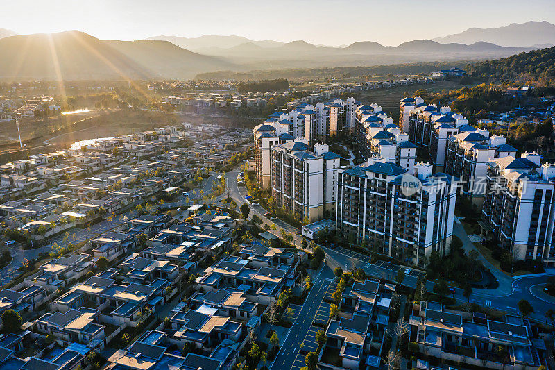 联排别墅和住宅鸟瞰图