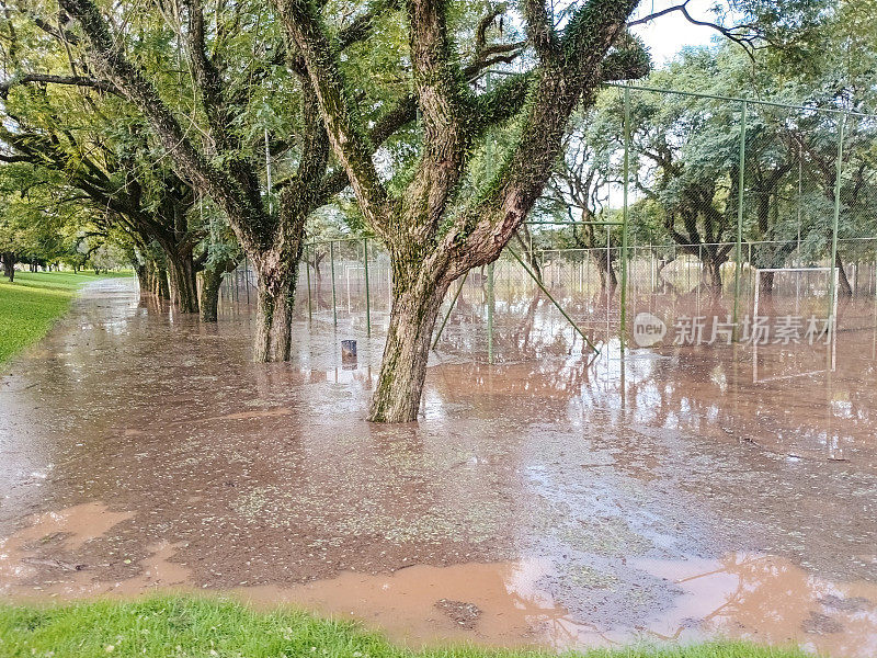 洪水过后，巴西南部阿雷格里港的公园