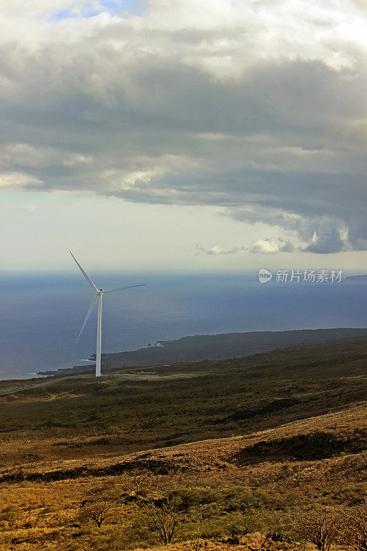 夏威夷毛伊岛的风力涡轮机