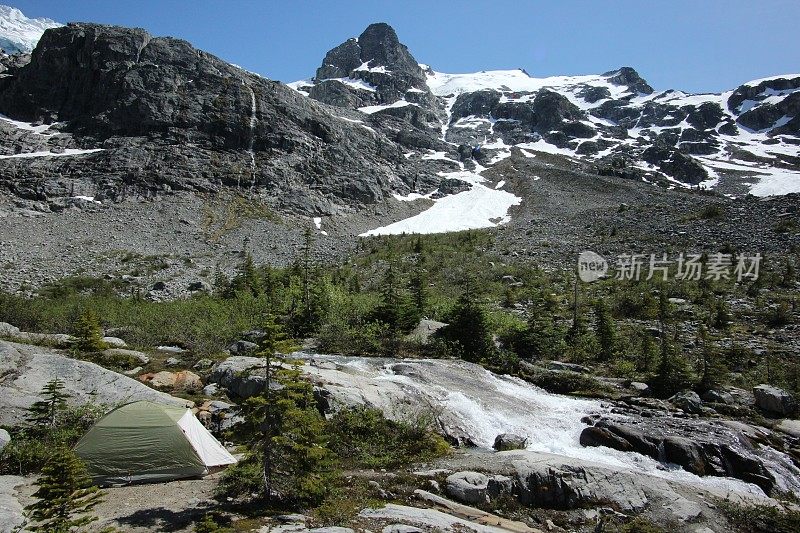 在高山景观中的帐篷