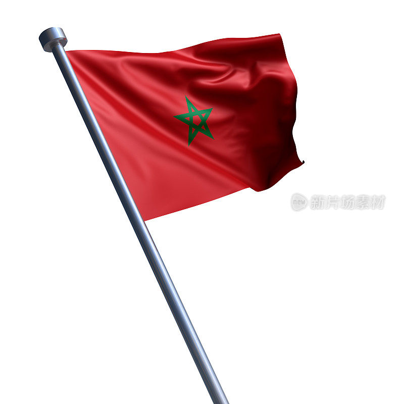 摩洛哥国旗孤立在白色