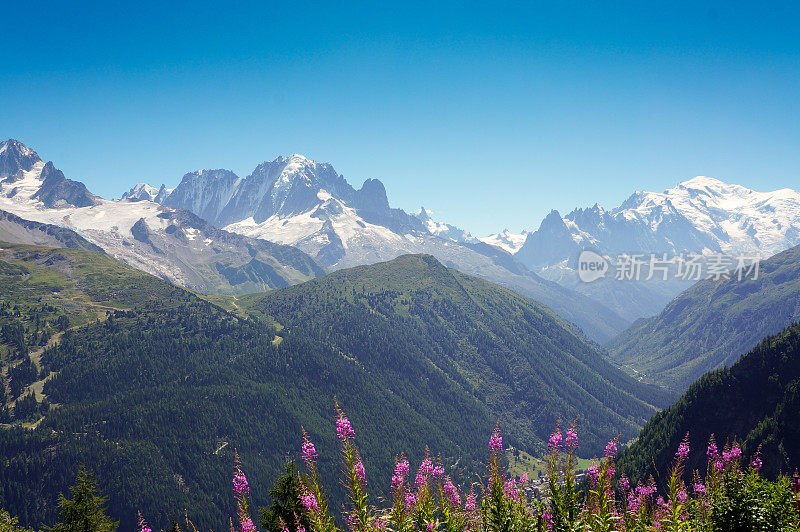 阿尔卑斯山景与勃朗峰