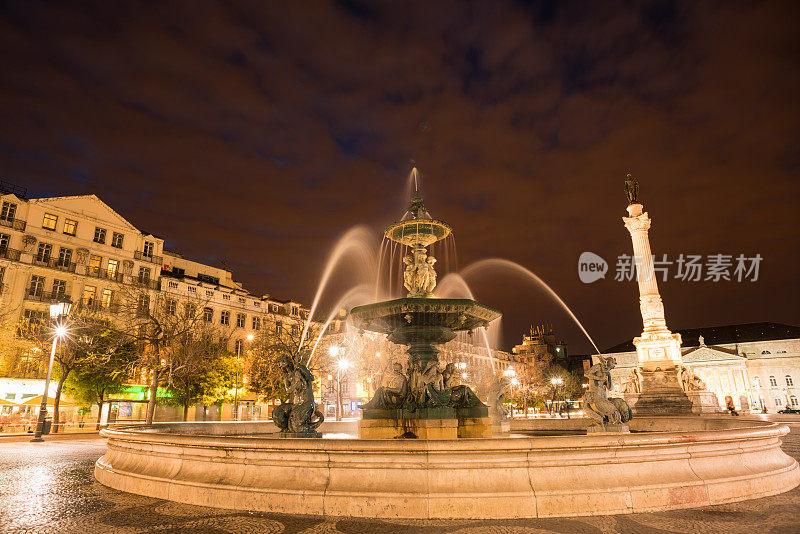 葡萄牙里斯本Rossio广场的喷泉