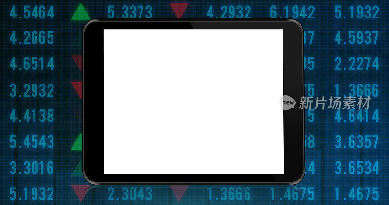 黑色平板与黑白屏股票市场财务分析指标背景