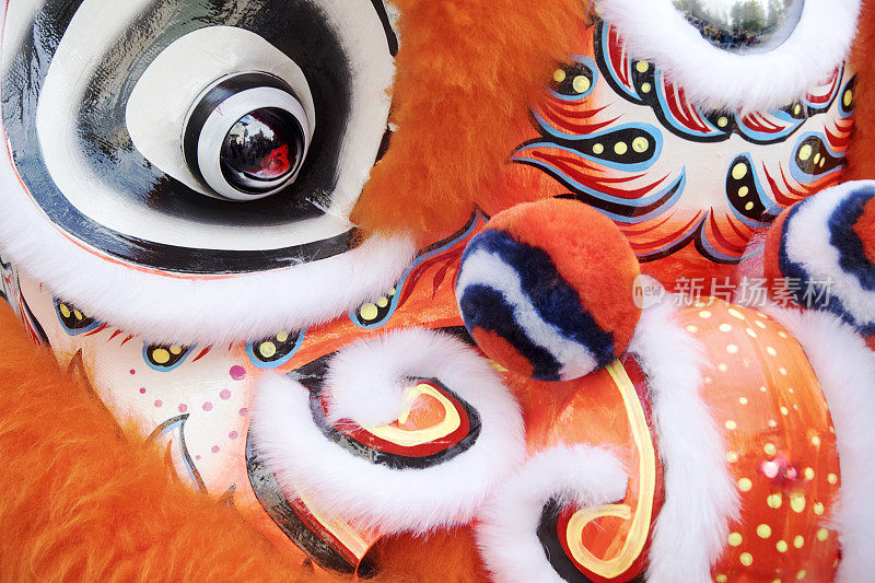 中国舞狮服装的特写
