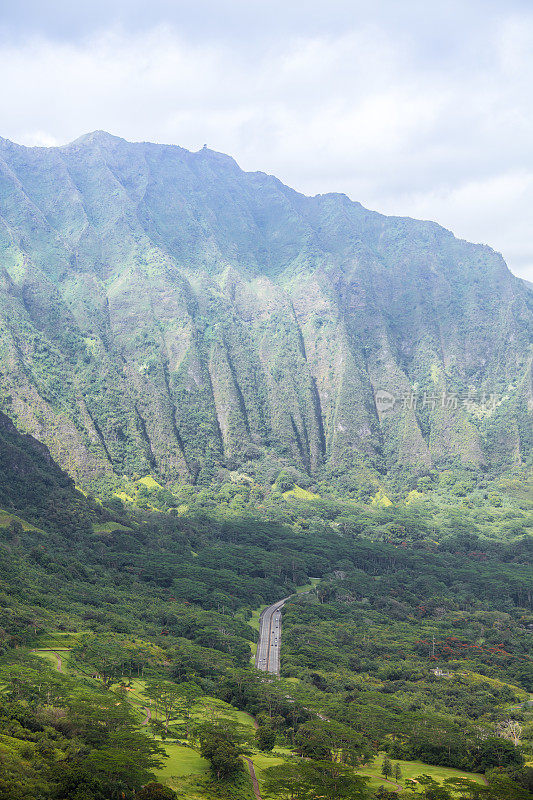 夏威夷瓦胡岛的库劳山，从巴利瞭望台观看