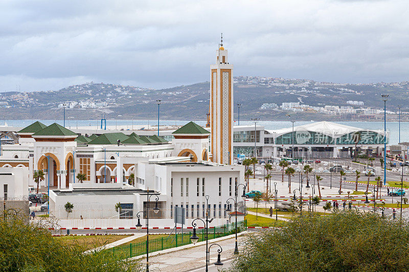丹吉尔港口清真寺鸟瞰图
