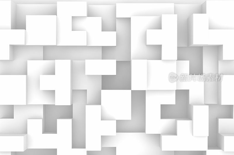 3D抽象的白色几何形状，逻辑游戏