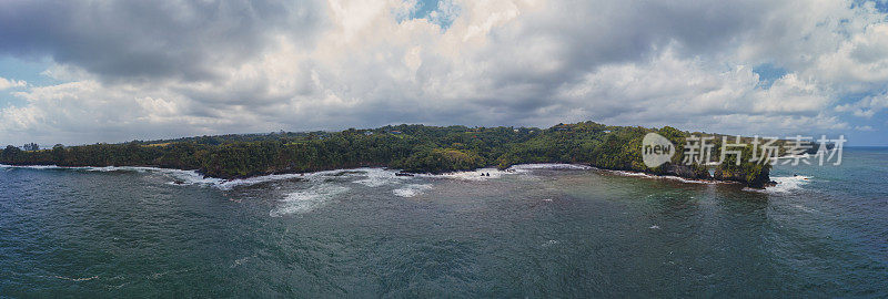 奥梅亚湾悬崖哈马库亚海岸大岛夏威夷航空全景图