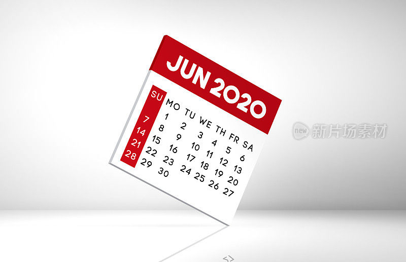 2020年6月日历上的灰色背景库存照片