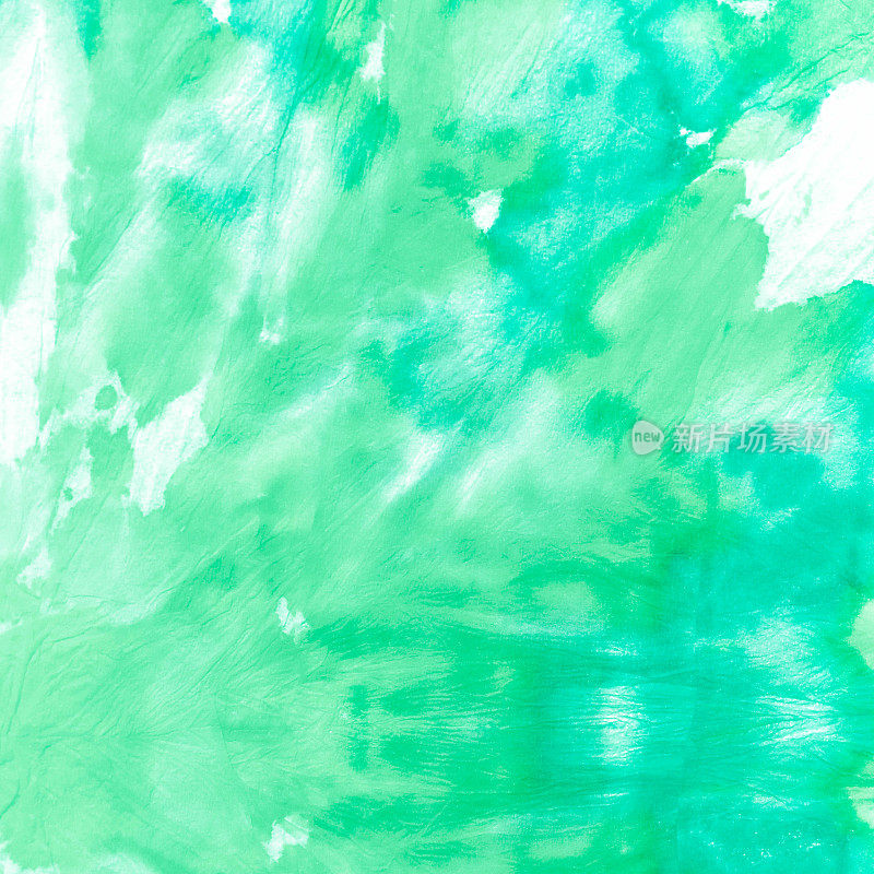 水彩画。水彩画艺术。工艺凌乱的背景。绿色水彩画，扎染抽象旗帜。天空现代时尚水彩画。