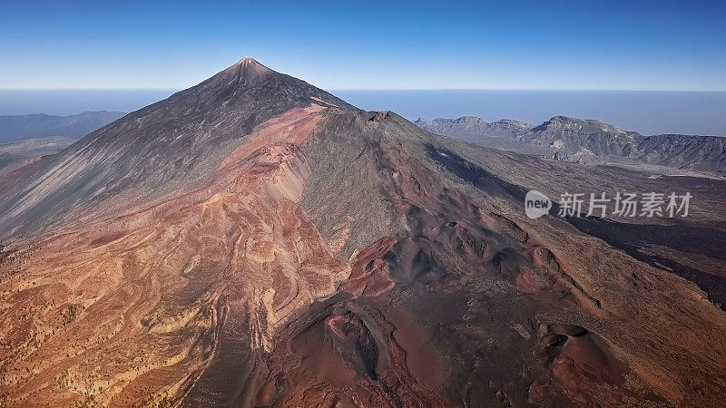 西班牙特内里费岛，加那利群岛，泰德国家公园的空中火山景观